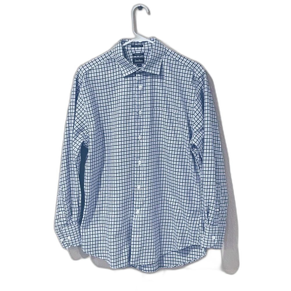 Neiman Marcus Trim Fit 80's 2-Ply 100% Cotton Mens Button Down Shirt Neck 16